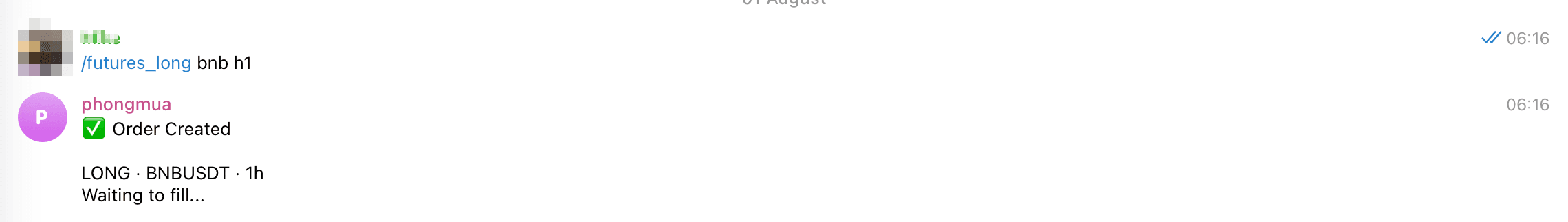 Đặt lệnh Telegram